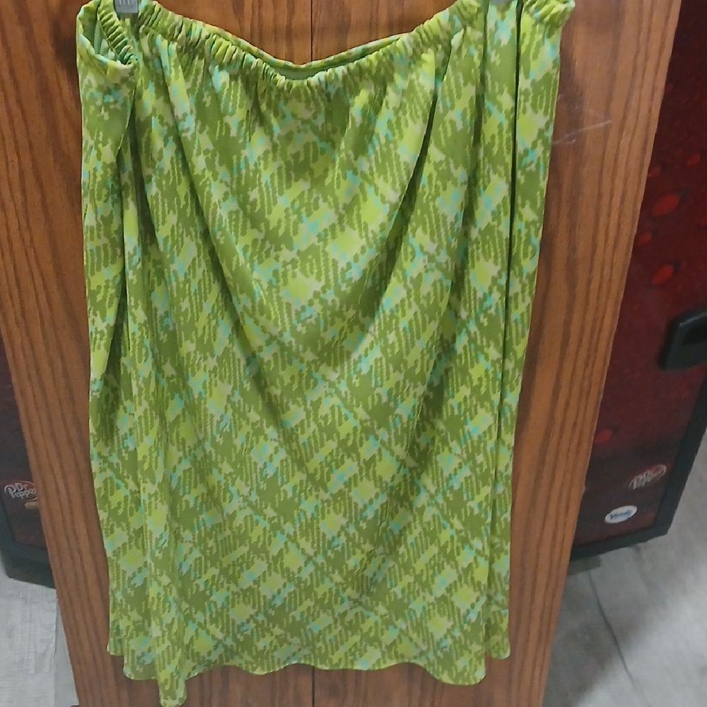 Green Patterned Midi Skirt